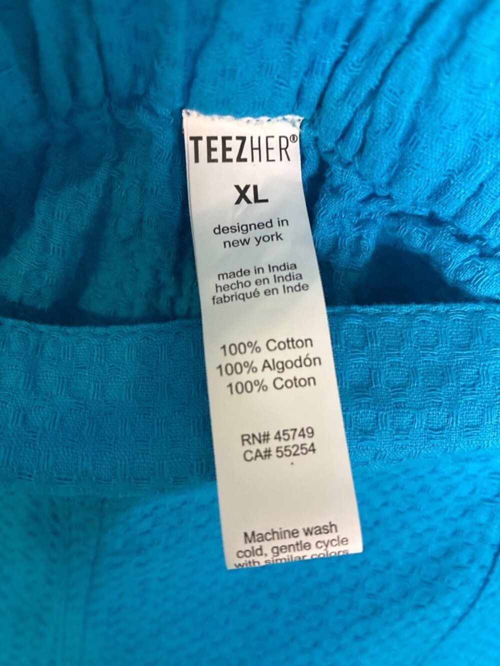 TeezHer XL Cornflower Blue Textured Cotton 2-Piece Tunic Capri Set NWT - Picture 4 of 15